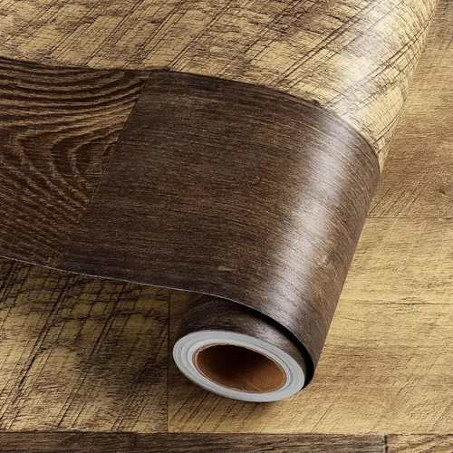 Vista 7 de Livelynine Rollo de vinilo de madera recuperada, impermeable, tablones de vinilo para despegar y pegar, tablones de madera para paredes, cocina