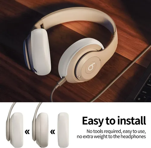 Vista 6 de Funda de silicona compatible con Beats Studio Pro, almohadillas de silicona para los oídos, protector para la diadema, antiarañazos, funda