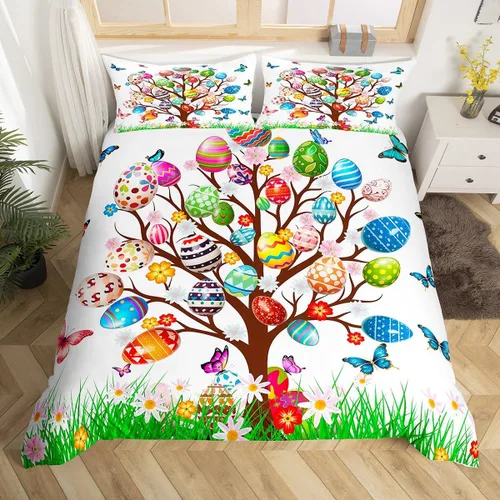 Vista 21 de Erosebridal Juego de funda de edredón de Pascua de conejos, tamaño Color 01