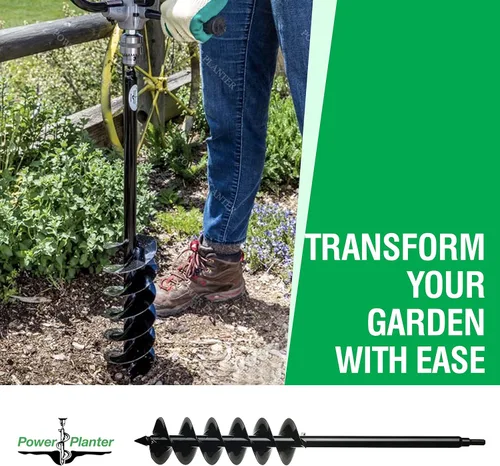 Vista 7 de Power Planter Broca de taladro de jardín de longitud extendida, 3 x 24 pulgadas con unidad hexagonal antideslizante de 1/2 pulgada, taladro