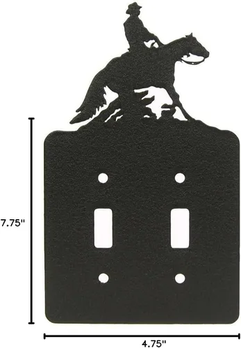 Vista 2 de Innovative Fabricators, Inc. Cubierta de placa de interruptor de doble luz Reining Horse