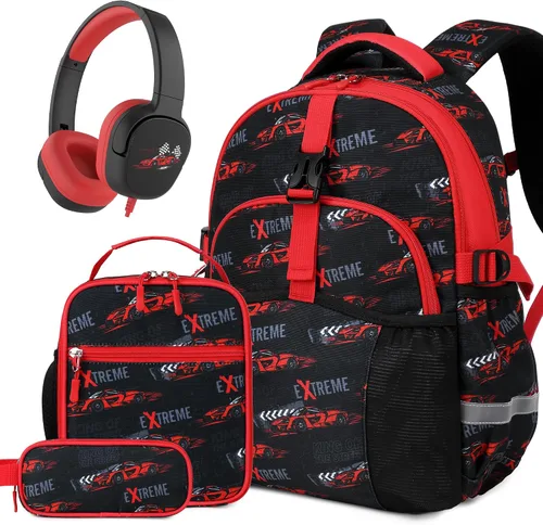 Vista 12 de Mochila infantil para niñas de 4 a 8 años, Blackorange-camión, Lindo