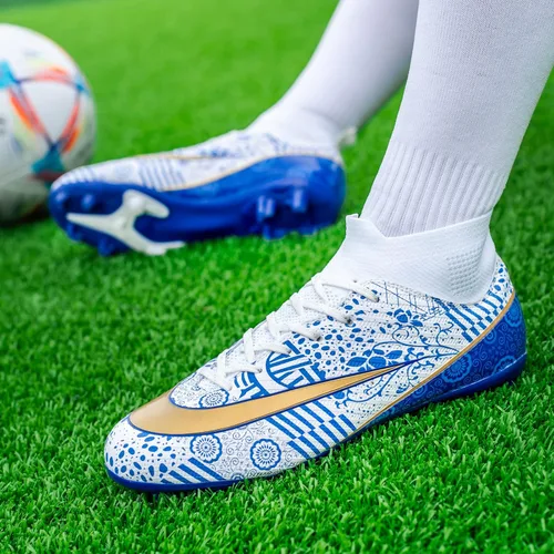 Vista 6 de Zapatos de fútbol para niños con tacos de fútbol para jóvenes, botas altas para entrenamiento al aire libre