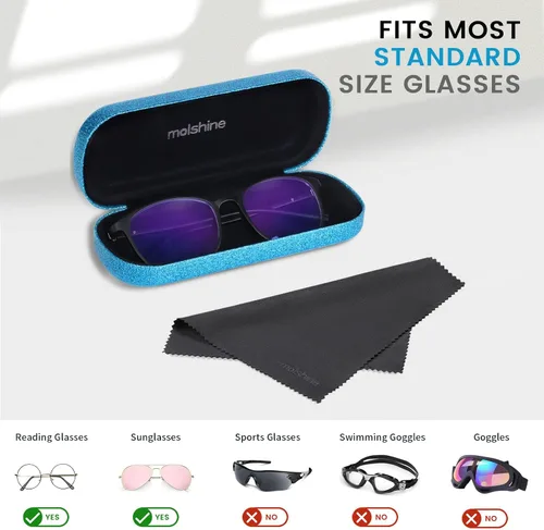 Vista 2 de molshine Funda rígida para gafas, portátil, brillante y brillante, para hombres, mujeres, niñas, viajes, estudio, trabajo, M