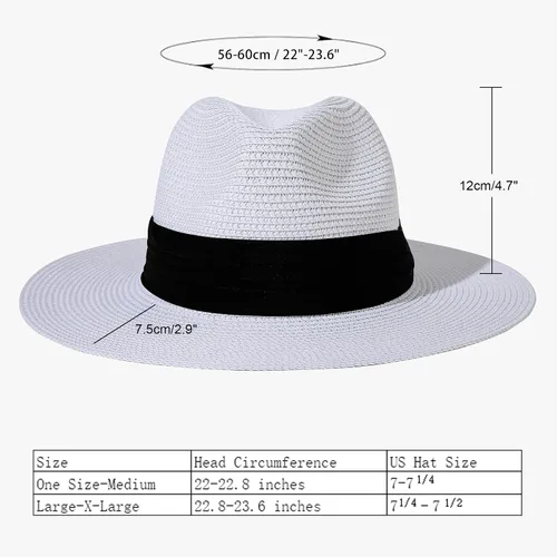 Vista 47 de Lanzom - Sombrero de paja playero para mujer, de ala ancha, plegable, estilo Fedora, UPF50+