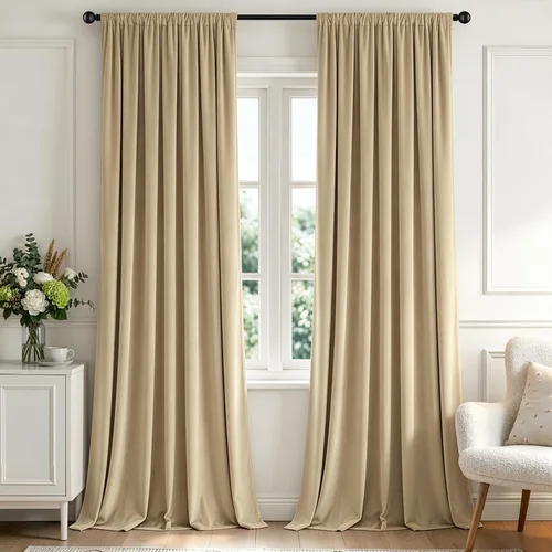 Vista 16 de MIULEE - Juego de 2 paneles de cortinas negro opacas y térmicas de terciopelo para la sala de estar y dormitorio, con bolsillo para cortinero, de 63