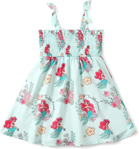Vista 31 de Disney Vestido de princesa Frozen, Elsa, Minnie Stitch, para niña, con lazo, tirantes fruncidos, traje de verano, para fiesta de cumpleaños, 2-9 años