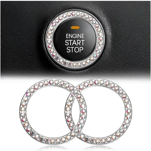 Vista 9 de Calcomanías de anillo de arranque de motor con diamantes de imitación de cristal, paquete de 2 unidades, cubierta / calcomanías para botón de Doble