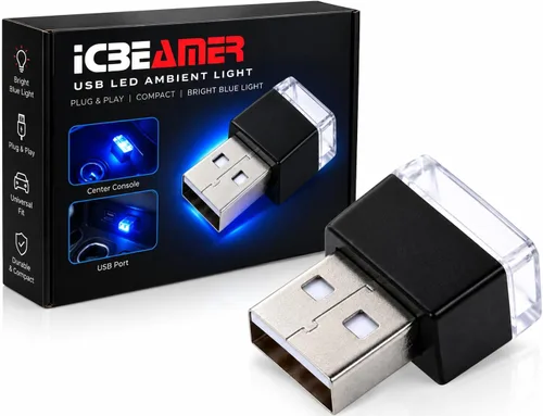 Vista 56 de ICBEAMER Smart USB 1-Paquete (Azul) Luz de Noche LED Automática Plug-in Miniatura para Coche, Van, Pickup, Camión, Interior, Maletero, Iluminación