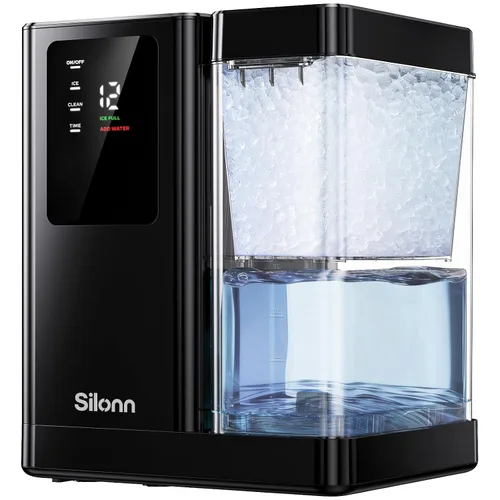Vista 17 de Silonn Encimera para hacer hielo Nugget con cesta desmontable y asa Acero inoxidable desmontable