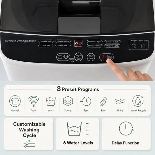 Vista 4 de COSTWAY Lavadora portátil de 7.7 libras, completamente automática con bomba