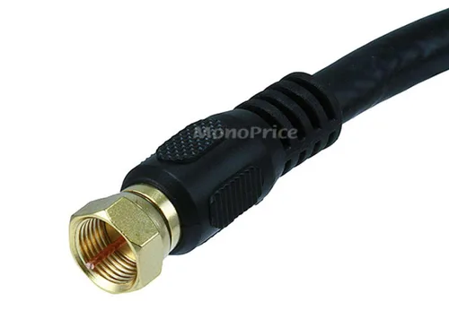 Vista 2 de Monoprice RG6 Quad Shield CL2 - Cable coaxial con conector tipo F para televisión, 1.5 pies