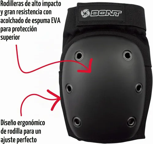 Vista 3 de Bont Juego de protección triple con rodilleras, coderas y muñequeras para niños y jóvenes Negro