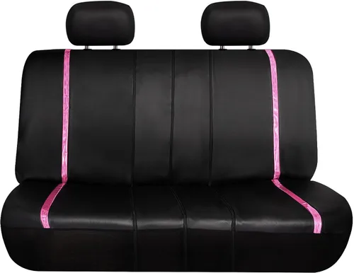 Vista 4 de FH Group - Juego completo de fundas para asientos de auto de cuero sintético, ajuste universal, para asientos frontales con respaldo bajo, Rosa