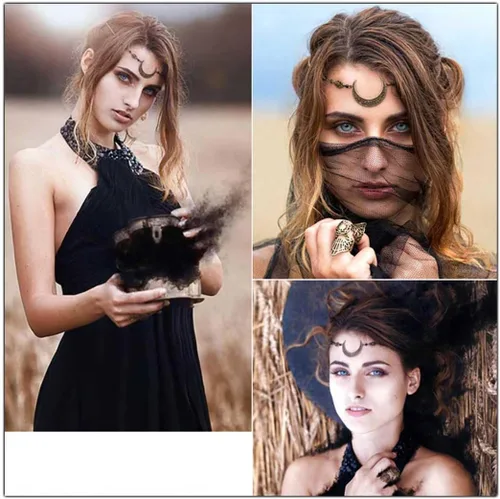 Vista 3 de Boho Crecent Moon Head Chain Witchy Forehead Chain Vintage Headband Chain Crystal Head Jewelry for Women