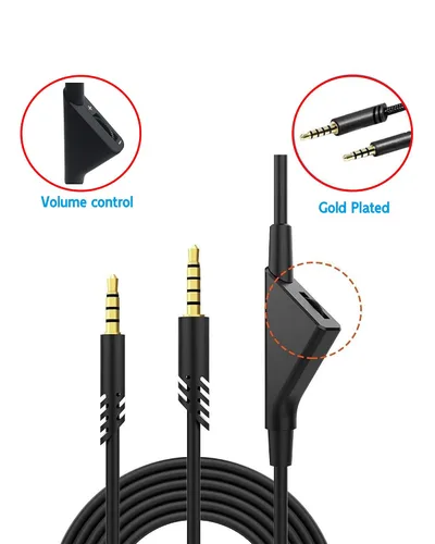 Vista 7 de Cable de PVC de repuesto para Astro A40 compatible con auriculares Astro A40 A40TR A10, cable auxiliar con control de volumen, compatible
