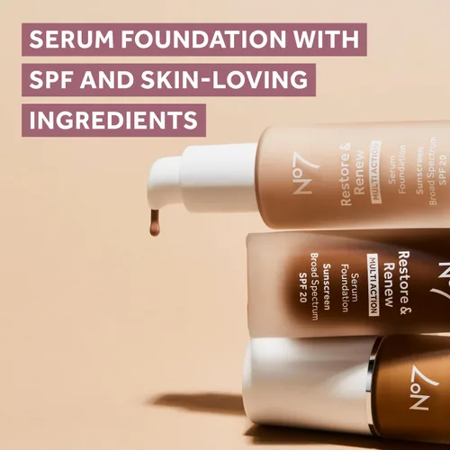 Vista 7 de No7 Restore & Renew Base de Suero de Acción Múltiple - Porcelana - Base Líquida de Maquillaje con Vitamina C, Vitamina E y Colágeno para el Rostro