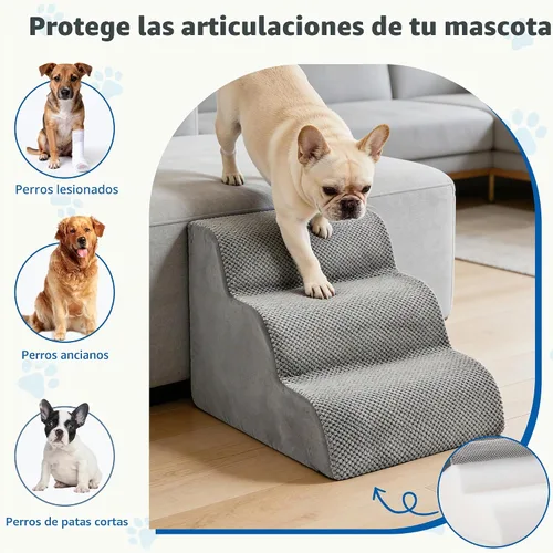 Vista 2 de DUMOS Escaleras para perros y gatos pequeños, escalones curvados de 3