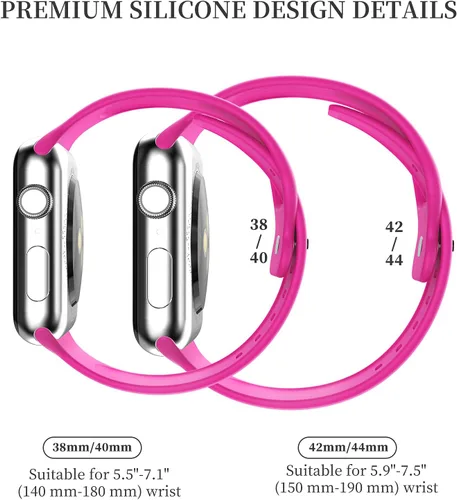 Vista 5 de Correas mejoradas compatibles con Apple Watch Band de 1.496 in, 1.575 in, 1.614 in, 1.654 in, 1.732 in, 1.772 in, para mujeres y hombres, correa