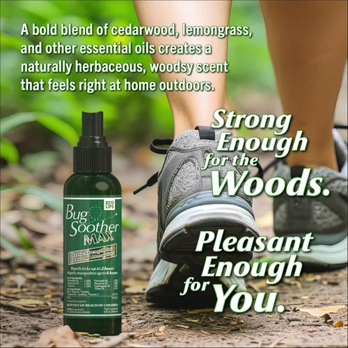 Vista 7 de Bug Soother MAX Spray repelente de garrapatas y mosquitos natural – Protección contra insectos extra fuerte para exteriores, fórmula a base