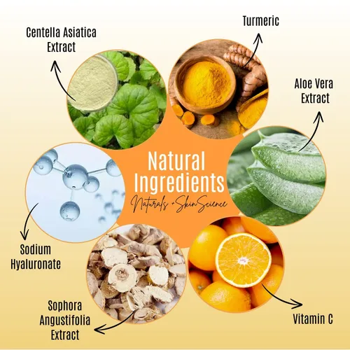Vista 6 de Suero facial de cúrcuma + vitamina C, tratamiento orgánico para el acné, tono de piel claro, hidrata la piel opaca y seca, suero facial