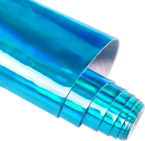 Vista 11 de HGUAN Tela de vinilo holográfica de 12 x 53 pulgadas, 1 rollo de hojas de piel sintética son adecuadas para lazos, aretes de cuero y otros artículos