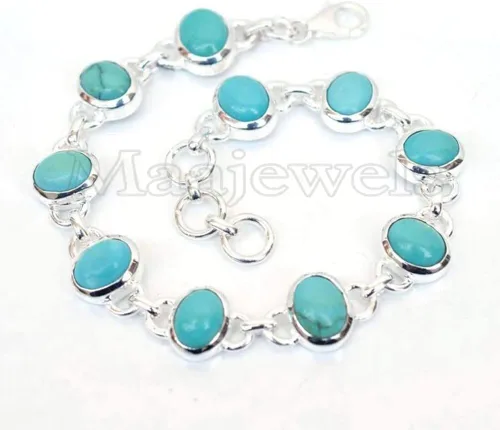 Vista 3 de Pulsera de turquesa Arizona natural, Pulsera turquesa de la bella durmiente, Pulsera turquesa, Pulsera hecha a mano, Regalo para mamá, Pulsera