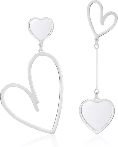 Vista 27 de Linawe Mismatched Heart Dangle Earrings for Women Trendy