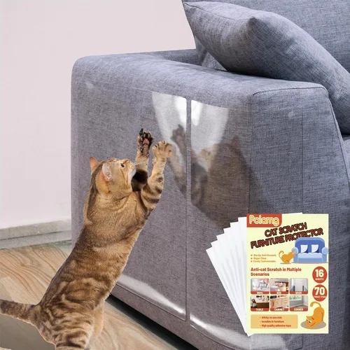 Vista 9 de Protector de muebles antiarañazos para gatos, paquete de 6 unidades, cinta adhesiva de una sola cara, resistente, sin residuos para sofá, puertas