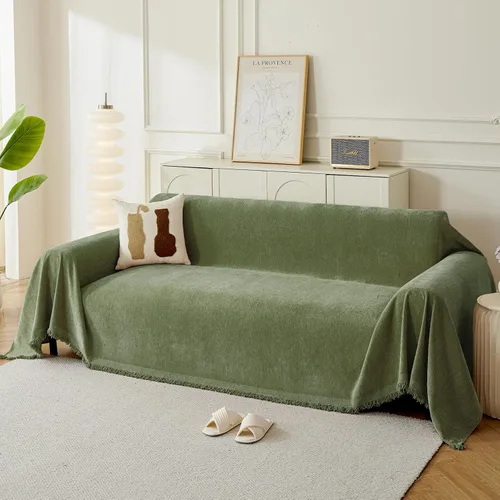 Vista 24 de Fundas Boho para Sofá de 2 Cojines, Funda Deslizable de Chenille para Sofá para Mascotas Lavable, Funda de Loveseat Seccional en Forma de L Manta