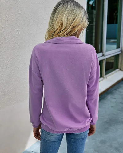 Vista 5 de PRETTYGARDEN Sudadera con cremallera y solapa para mujer
