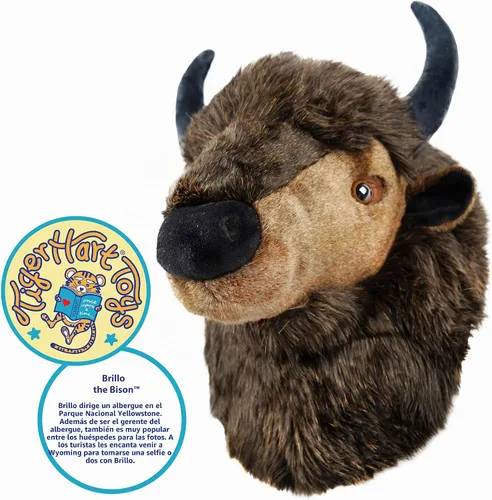 Vista 2 de TigerHart Brillo The Bison - Busto grande de peluche de 15 pulgadas con cabeza de búfalo