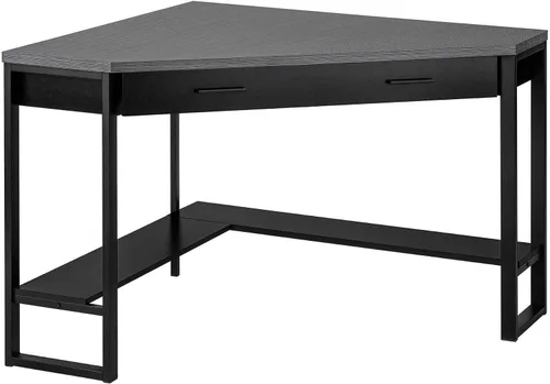 Vista 10 de Monarch Specialties Escritorio esquinero con almacenamiento y estante, mesa de estudio para computadora portátil, estación de trabajo para oficina