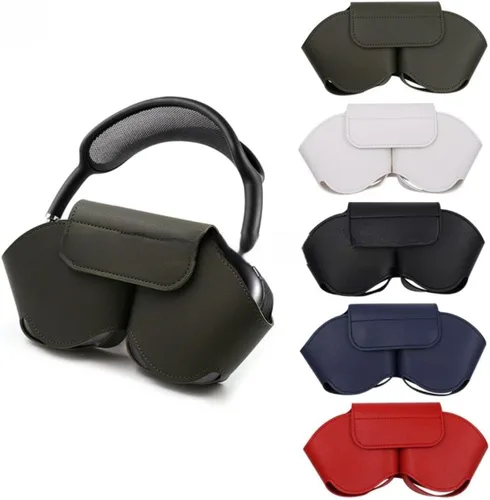 Vista 7 de Funda de viaje portátil para Apple AirPod Max, color negro Cuero vegano duradero, funda de transporte