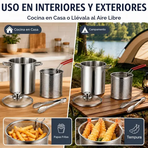 Vista 6 de Olla para freír profunda, olla freidora con canasta, juego de ollas de A1