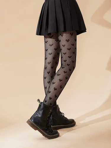 Vista 2 de SHEIN - Medias estampadas para mujer, medias florales de red, leggings