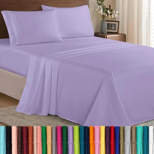 Vista 18 de Elegant Comfort - Juego de sábanas de microfibra de 1500 hilos de calidad hotelera prémium de 4 piezas - Resistente a arrugas, sábana bajera
