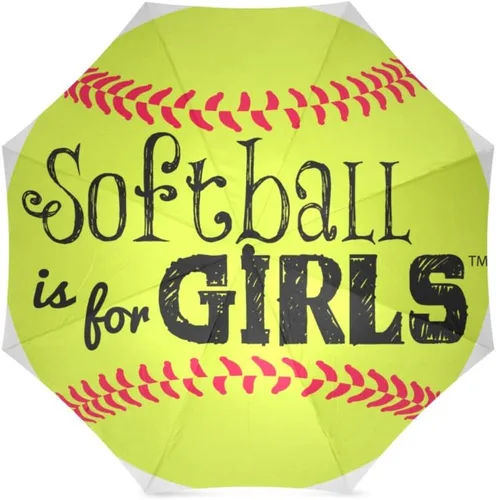 Vista 2 de Artsbaba Paraguas de softball es para niñas, paraguas de lluvia plegable con protección UV, paraguas compacto de viaje