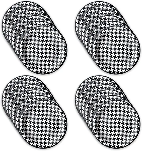 Vista 2 de Platos redondos de pata de gallo de 9 pulgadas (paquete de 8, negro y blanco) colección Alabama Houndstooth Set of 8 black and white houndstooth