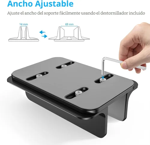 Vista 6 de OMOTON Soporte Vertical para Laptop, Soporte de Escritorio de Aluminio para MacBook con Tamaño de Base Ajustable, Compatible con Todas las MacBook