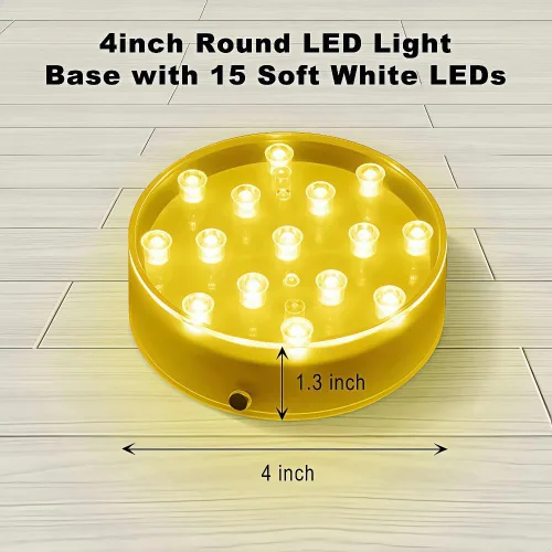 Vista 2 de Simplelight - Base de luz LED redonda de 4 pulgadas, color blanco suave, paquete individual Perfect for Glass Art, Ideal Led Display for Vases
