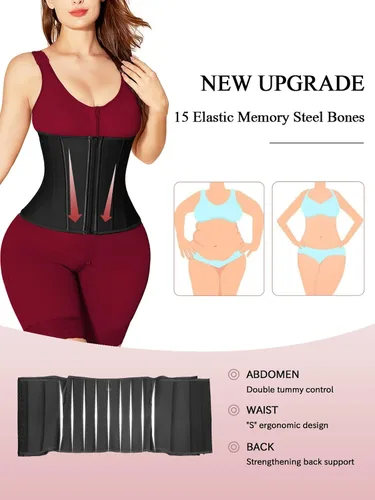 Vista 4 de SHAPSHE Entrenador de cintura para mujer, faja deportiva de entrenamiento con cremallera, moldeador de cuerpo para control de abdomen