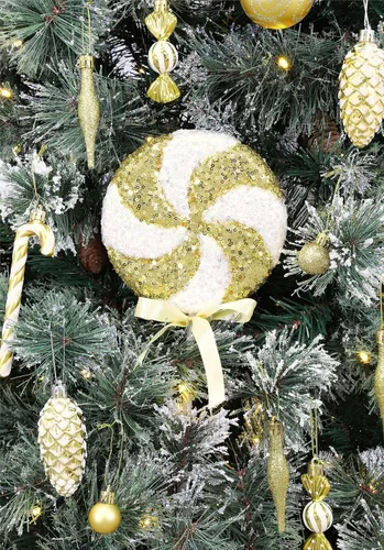 Vista 6 de Christmas Concepts® Piruleta gigante de lentejuelas brillantes de 14.173 in (14.2 pulgadas) para decoración navideña – Adornos para árbol de Navidad