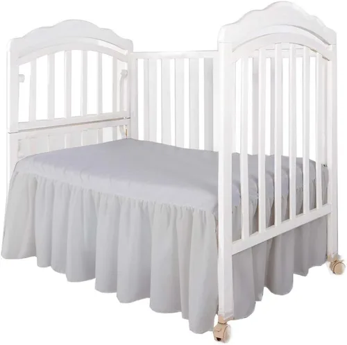 Vista 9 de Falda de cama para cuna para bebés, niños o niñas, para cuna de guardería, ropa de cama de 14 pulgadas de caída (azul bebé)