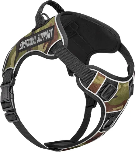 Vista 12 de Dogline Quest - Arnés para perro sin tirones con soporte emocional parches reflectantes extraíbles suave y cómodo chaleco para perro con hebilla