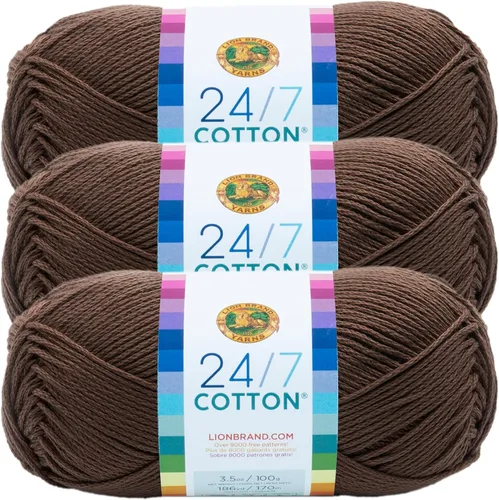 Vista 97 de Lion Brand Yarn - Hilo ligero 24/7 de algodón para tejer, hacer ganchillo y manualidades, Ámbar, paquete de 1 Light Worsted 100% Mercerized Cotton