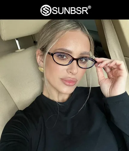 Vista 2 de Lentes ovalados retro para mujeres y hombres, vintage ovalados de los años 90, lentes de luz azul Y2K de cara pequeña, anteojos falsos
