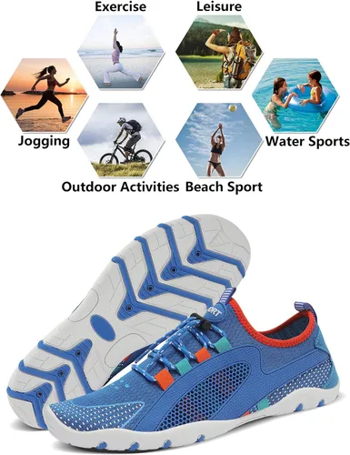 Vista 6 de Zapatos de agua para hombre y mujer, secado rápido, calcetines acuáticos, zapatos de buceo para playa, natación, surf, piscina, yoga, viajes, al