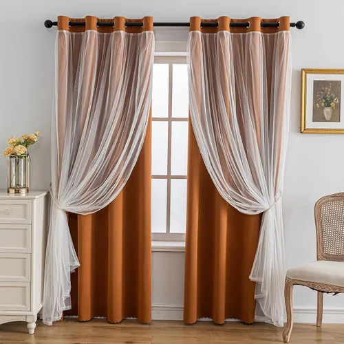 Vista 45 de Anytime Cortinas opacas y transparentes para ventana, par de paneles de cortinas lisas con ojales en la parte superior, 35 pulgadas de ancho x 63