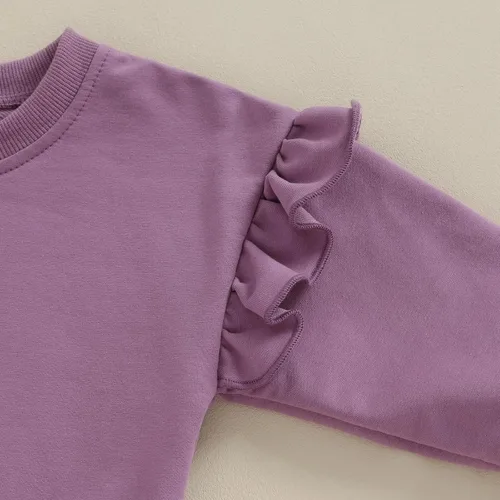Vista 55 de Sudadera unisex de algodón de color sólido para bebé, camiseta de manga larga con cuello redondo
